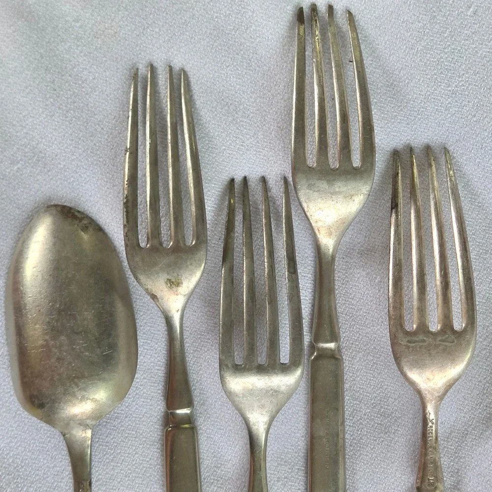 Mixed Brand Flatware Set Silver‎ Fair Antique Silverplate 5pc Lot